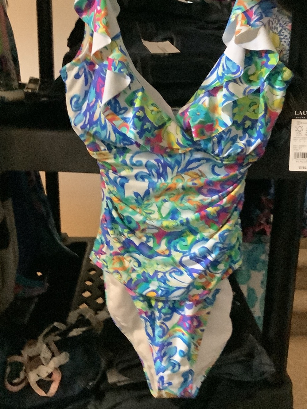 Lauren Ralph Lauren Multicolor Floral Ruffle One-Piece Swimsuit,8 - Picture 6 of 11